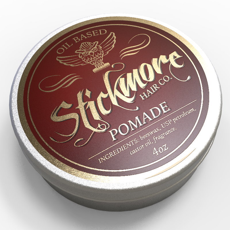 Oil based pomade. Beeswax, use petroleum, castor oil, fragrance. waves. 360 wavers. high end luxury hair care. mens grooming. short hair. shine